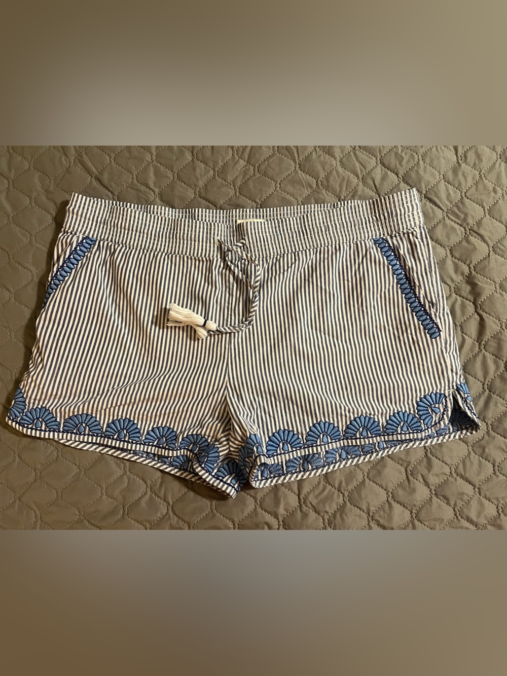 Vineyard Vines Navy and White Striped Embroidered Drawstring Shorts